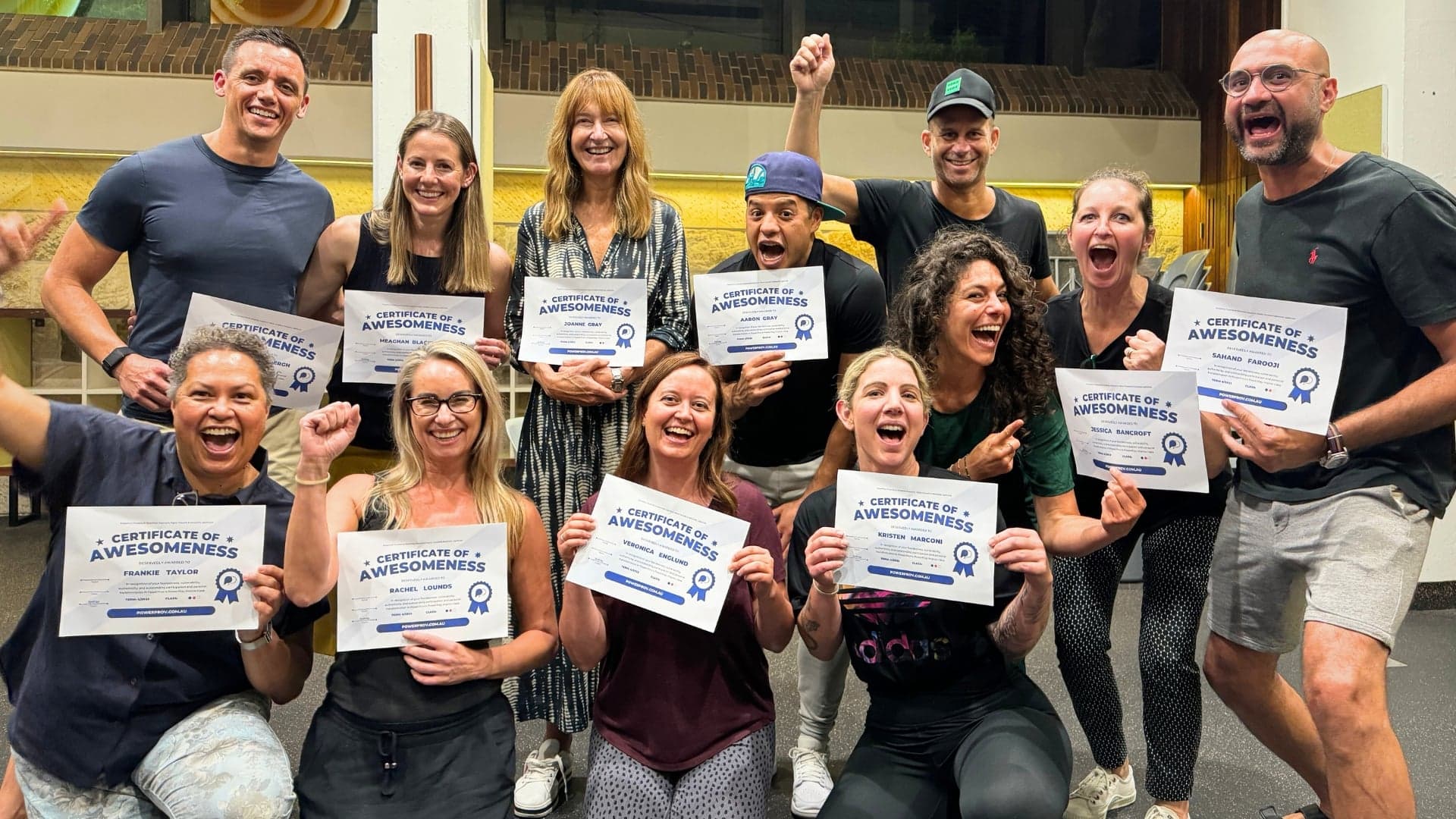 PowerProv workshop — participants celebrating with Certificates of Awesomeness